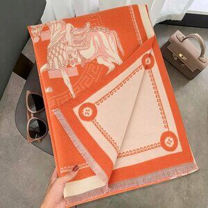 Neiman Marcus Luxury Pink Equestrian Pashmina Silky Shawl Wrap